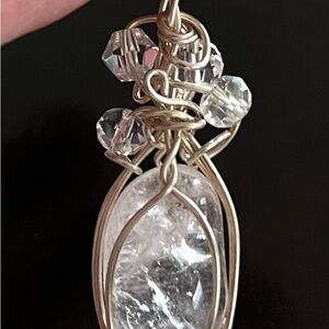 Elegant Sterling Silver Wire Wrapped Quartz Crystal Pendant